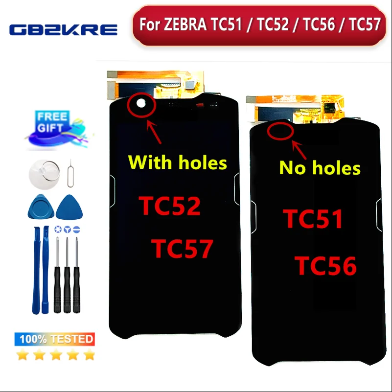 100% Tested For ZEBRA TC51 / TC56 LCD Display + Touch Screen Digitizer Replacement For ZEBRA TC52 TC57 LCD Screen