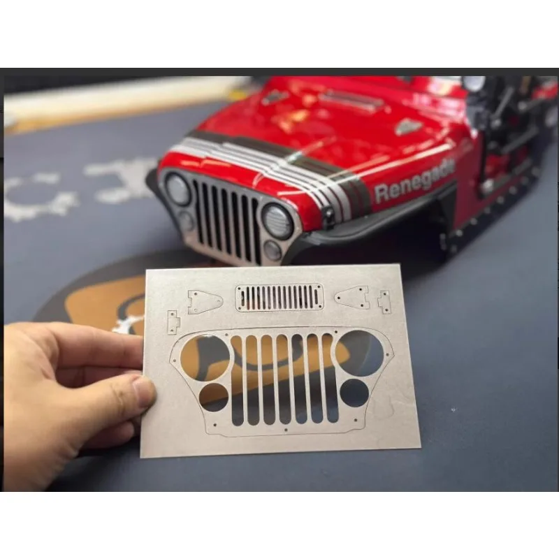 for 1/10 AXIAL SCX10 Jeep CJ7 Stainless Steel Etched Metal Front Face Upgrade Set Full CJ7 Scale Mod Parts,RC CAR upgrade parts