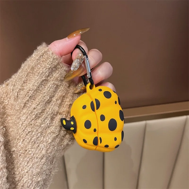 الكرتون رصدت اليقطين تصميم حقيبة سماعة الاذن مع زخرفة معلقة مناسبة ل Airpods برو سماعات الأذن غطاء ل Airpods 1/2/3/4