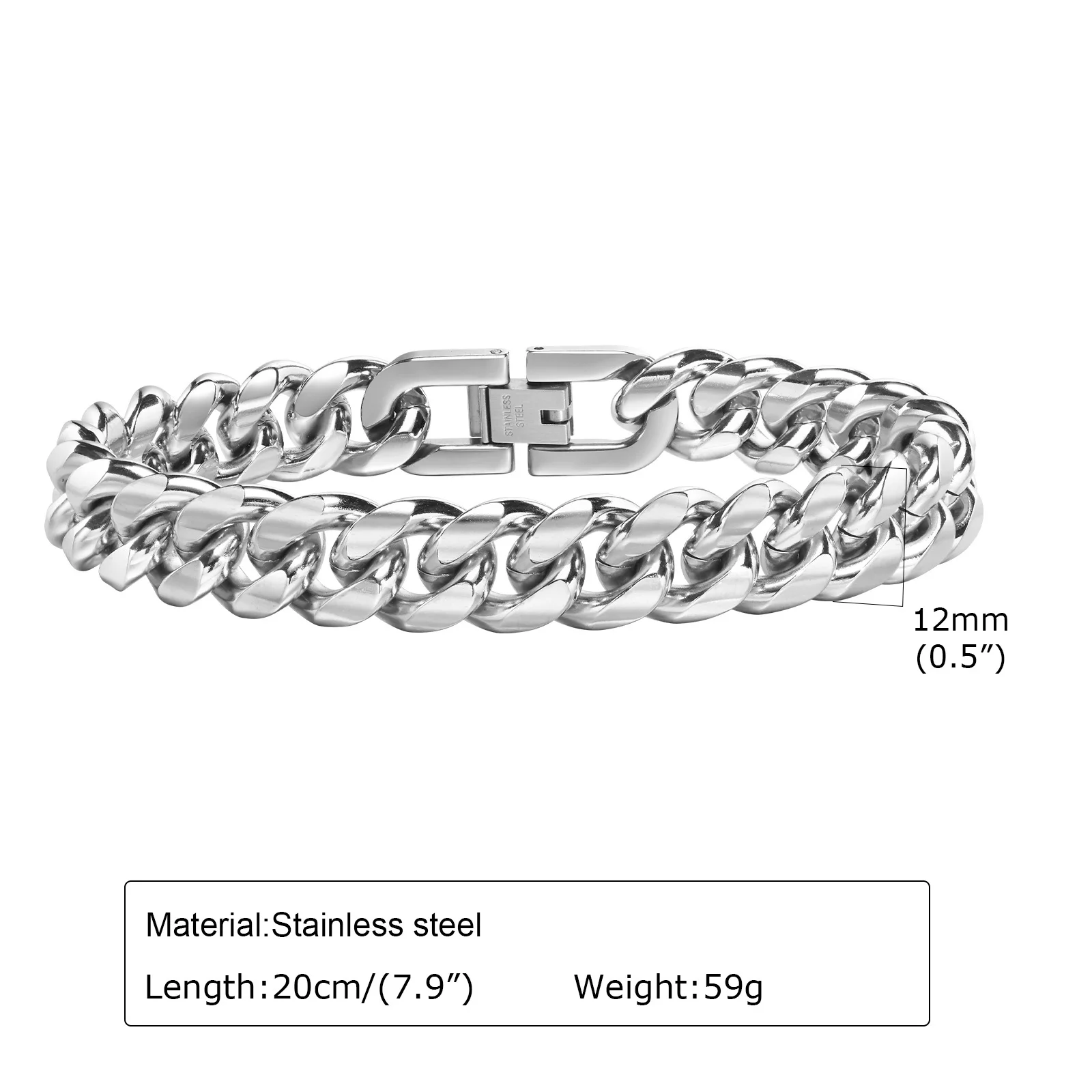 Bracciale Uomo Miami Cuban Link In Acciaio Inox - Maglia Cordolo 3-11mm