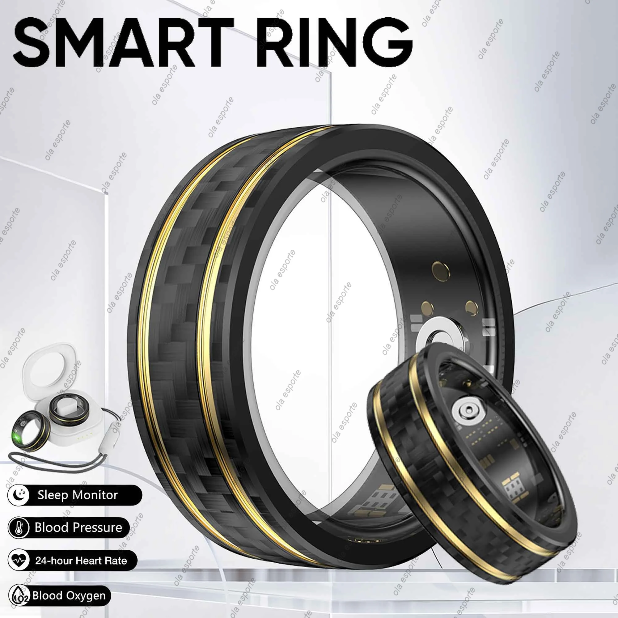 

2025 New Smart Ring with Charging Case for Men Women, Health and Sleep Monitor, 5ATM Waterproof, Multi-sport Mode，Remote camera