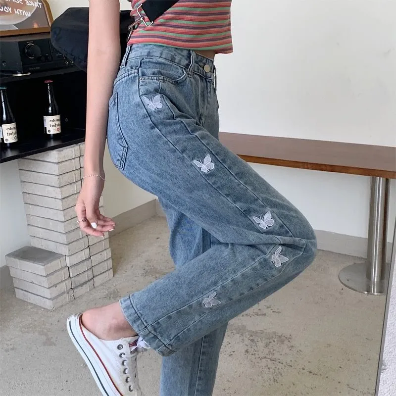 Plus Size Jeans Casual Straight Loose Wide Leg Pants Korean Fashion High Waist Vintage Denim Trousers 2023 Harajuku Streetwear