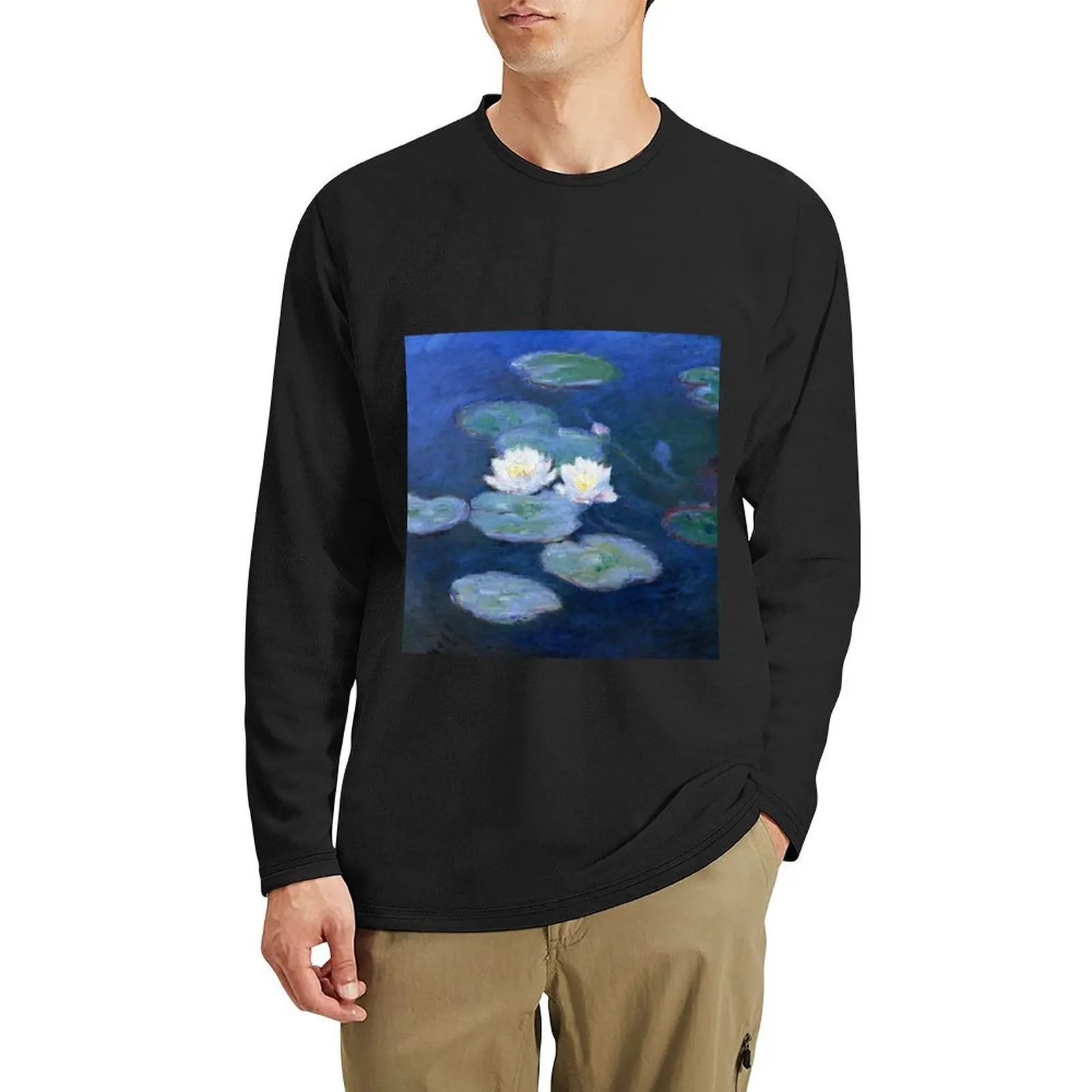 

Two Water Lilies Monet Fine Art Long T-Shirt cute clothes kawaii clothes anime clothes sweat shirts Men's t shirts