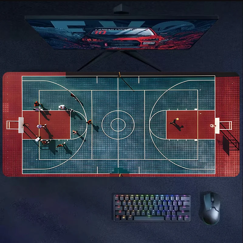 

Коврик для мыши Basketball Court, художественный дизайн, большой настольный коврик, резиновые компьютерные коврики с прошитыми краями для рабочего стола, идеальный подарок для друзей