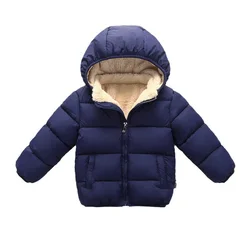 1pcs Boy Girl Coat Baby Winter Thick Down Jackets Kids Warm Plush Thicken Outerwear Clothes Fur Hooded Jacket Children Snowsuit