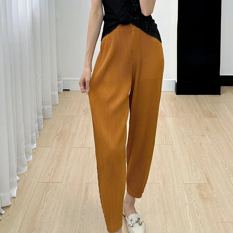 

ALSEY Miyake Harem Pants Female 2024 Autumn New Fashion Versatile Casual Simple Temperament Office Lady Pencil Trousers Clothing