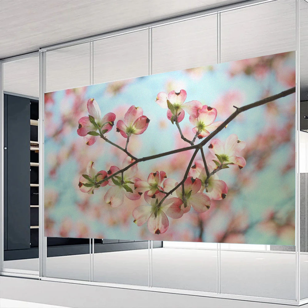 

Flower Decorative Privacy Window Film UV Blocking Heat Control Window Coverings Static Cling Glass Sticker for Home