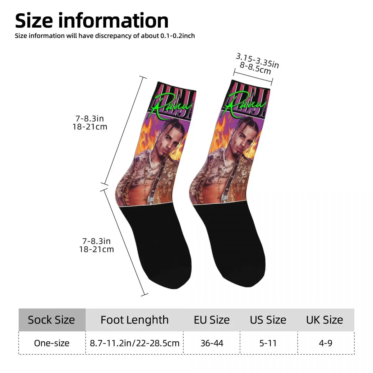 Retro Rauw Alejandro 90s Singer Theme Design Crew Socks Merch for Male Breathable Stockings