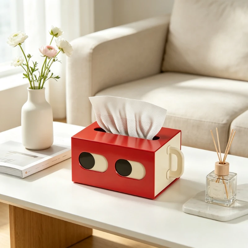 Funny Expression Plastic Tissue Holder Cream Style Napkin Dispenser Desktop Organizer for Car Interior Living Room Home Decor