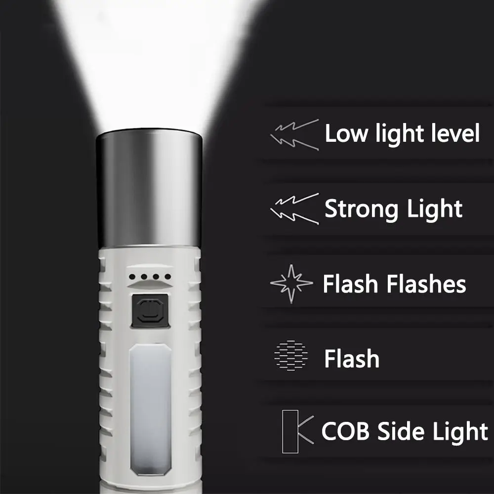 휴대용 XPE COB 손전등 다중 조명 모드, 고휘도 포켓 캠핑 조명, 방수 밝은 키체인 LED 조명