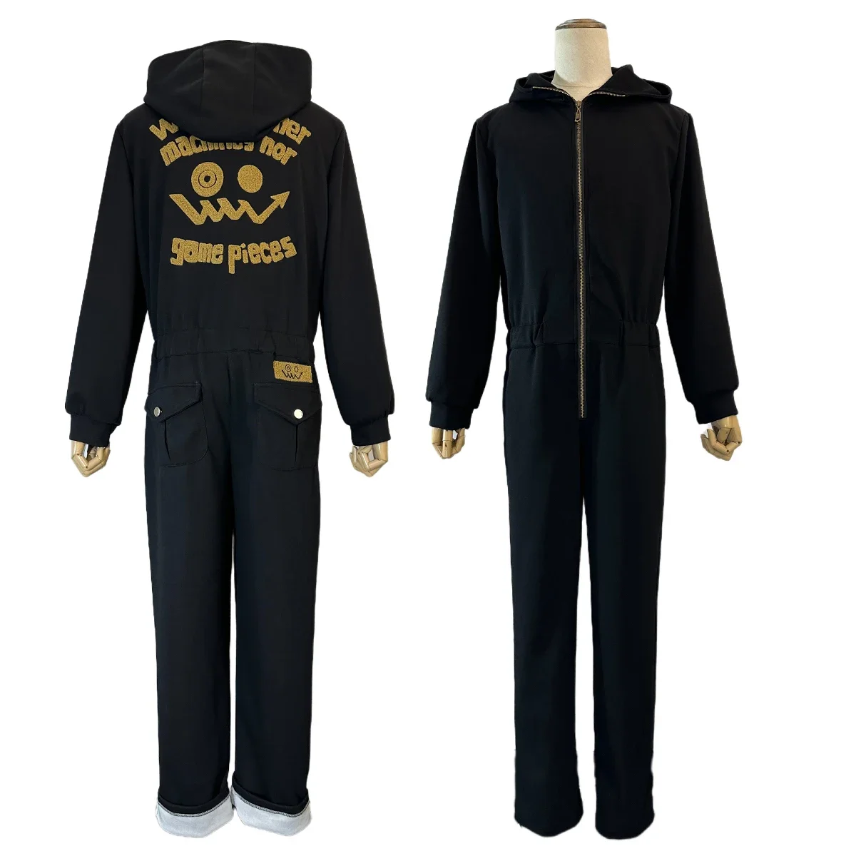 

Cosplay Heavenly Delusion Anime Maru Cosplay Costume Black Jumpsuits With Hat Embroidery Back Daily Wearing Party Halloween Gift