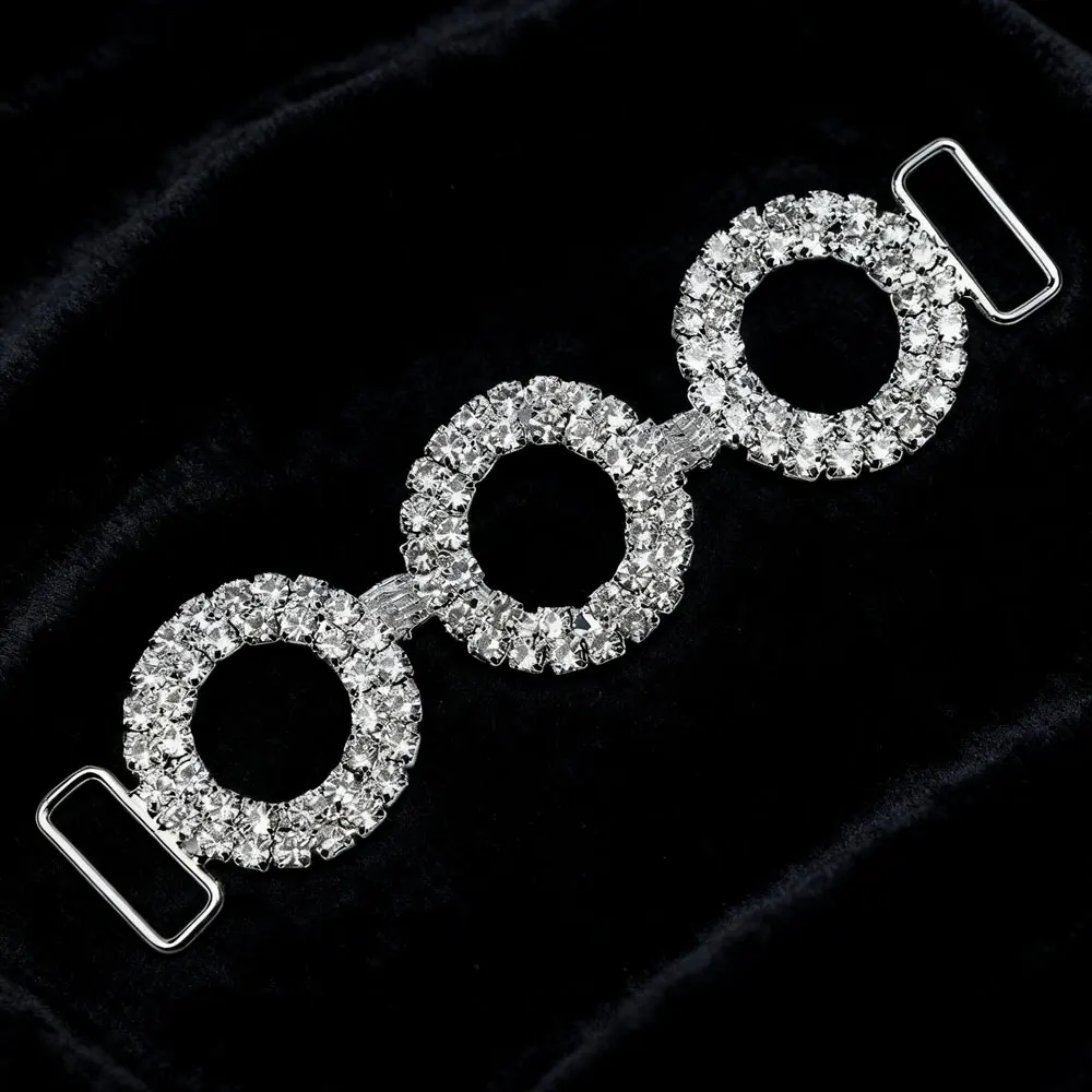 

CUIER 2025 Fashion Rhinestone Circle Decor Bikini Connector Chain Garment Strap Accessory Party Shiny Piece