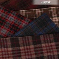 Woolen Fabric By The Meter for Clothes Diy Coat Sewing Plaid Vintage Thin Cloth Red Blue Retro Winter Fashion Drape soft Textile