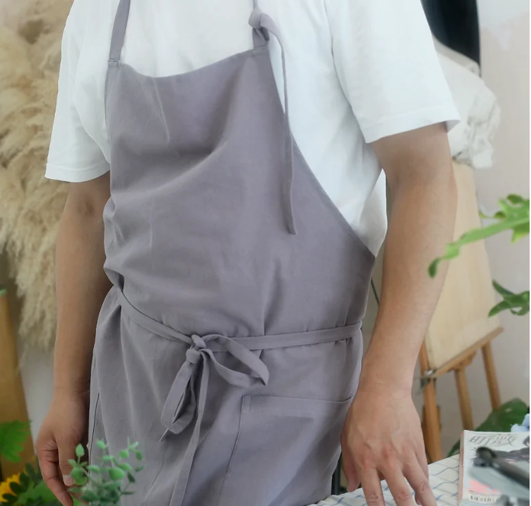 مريلة قطن قابلة للتنفس للرجال مريلة مقهى كبيرة الحجم على شكل زهرة خفيفة الوزن مريلة مطبخ لتصفيف الشعر مريلة حديقة وزرة H1