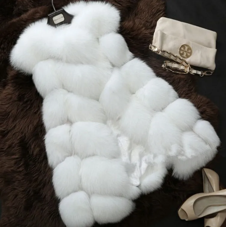 Faux Fox Fur Women Vest Coats Solid Sleeveless Overcoat Thick O Neck Mid Lenth Straight Streetwear Casual 2025 Autumn Winter