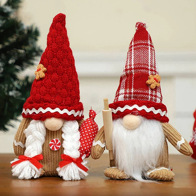 Christmas Gnome Decorations Christmas Stuffed Plush Sitting Ornaments for Winter Holiday Table Shelf Fireplace Home Decor Gifts images - 6