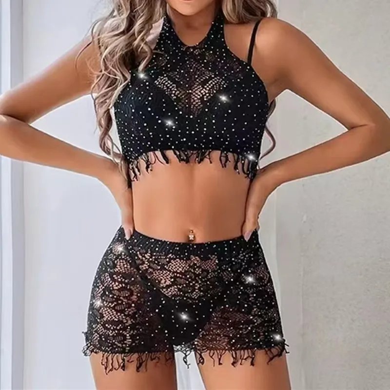 

Sexy Micro Bikini 2026 Shiny Women Swimsuit Bra Skirt Bikini Set Double Sets Swimwear Bathing Suit Beachwear Beach Bikiniler
