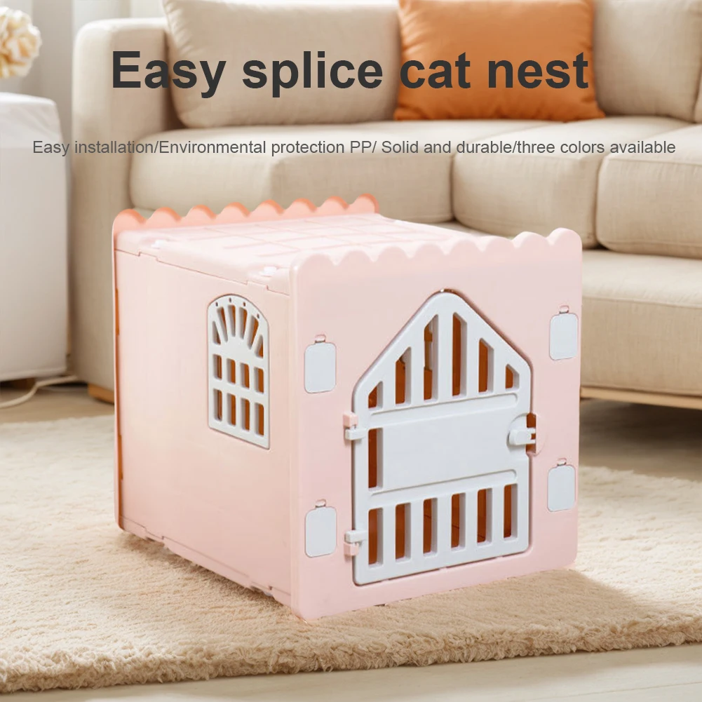 2027 Plastic Cat House Waterproof Indoor Cat House Stackable Feral Cat Shelter with Escape Door for Outdoor Indoor Use