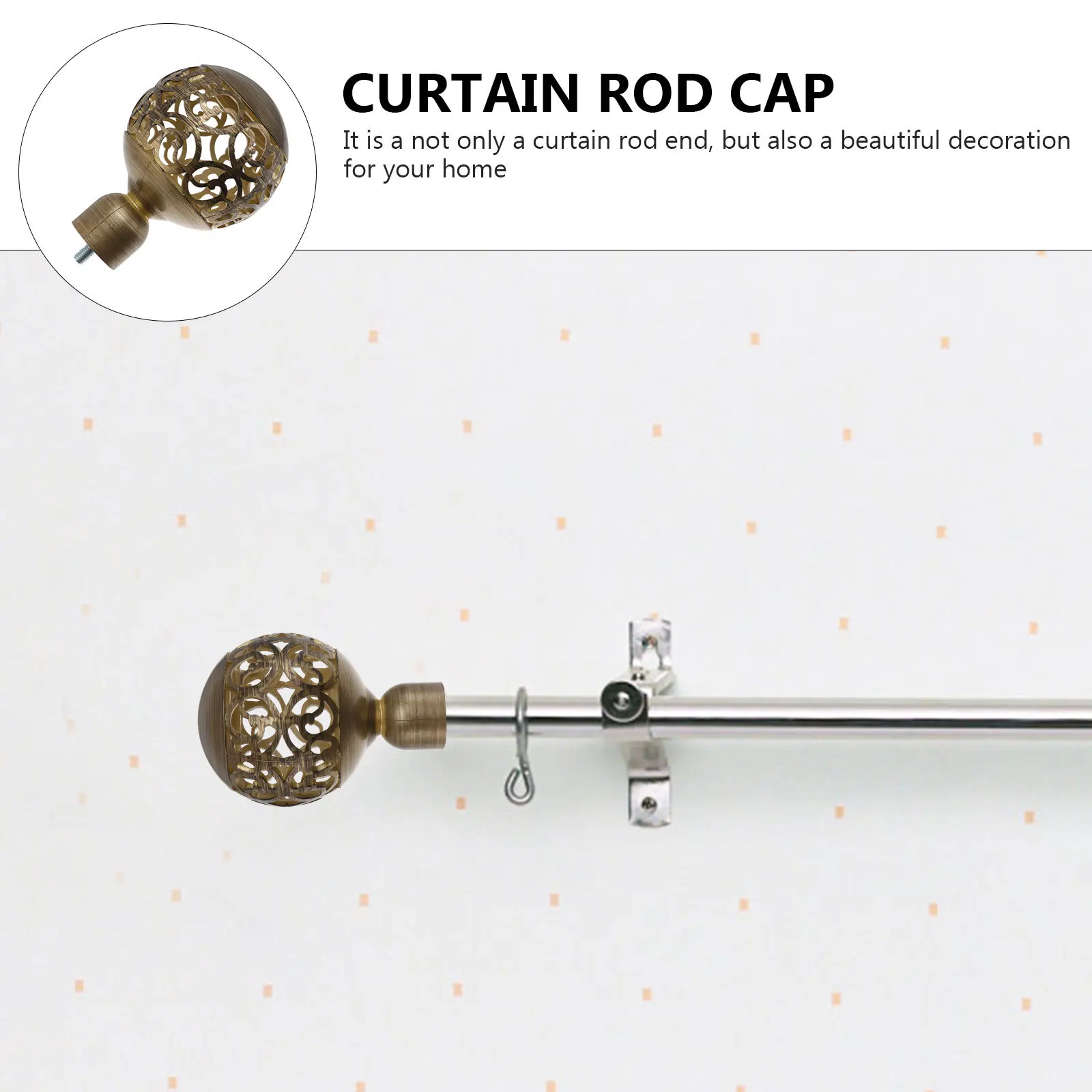 

2Pcs Curtain Rod Decorative Heads Unique Curtain Rod End Caps Easy Install Home Decoration for Apartment Dorm Room