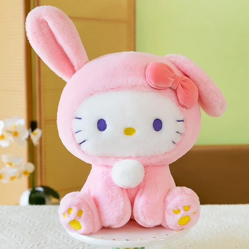 60CM Big Size Sanrio Cute Rabbit HelloKitty Stuffed Animal Doll Plushies Kawaii Room Decoration Toy Children's Holiday Gift