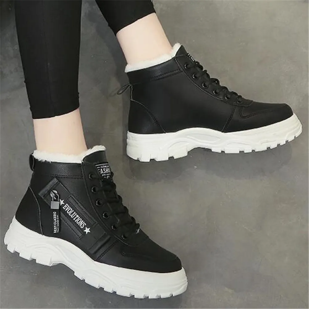 Newest Women Warm Snow Booties Ladies Winter White Ankle Boots Wedge Fur Round Toe Sneakers Fashion Casual Cotton Shoes Eu 35-40