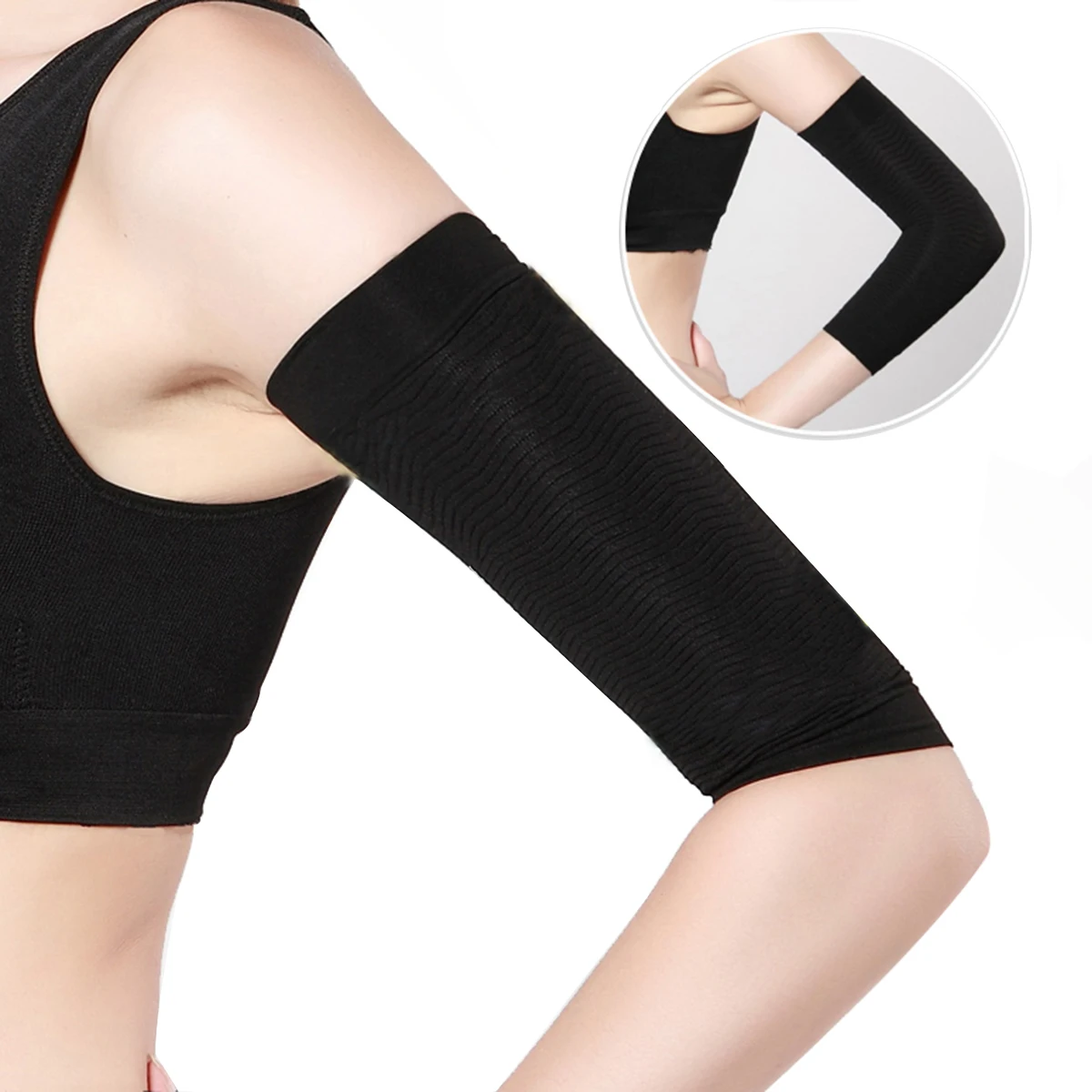 

Формирователь для похудения рук, 1 шт., черный, 22 см, 35 см, нейлон, спандекс, массажная повязка, волнистый узор, длинная одежда