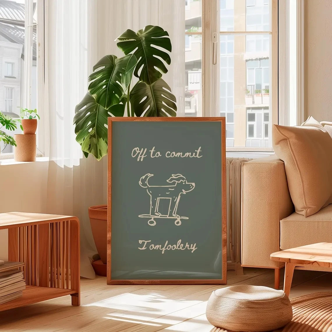(Sans cadre) Tableau mural rétro « Off To Commit Tomfoolery Dog », impression sur toile, affiche, image pour salon, chambre à coucher, décoration intérieure.