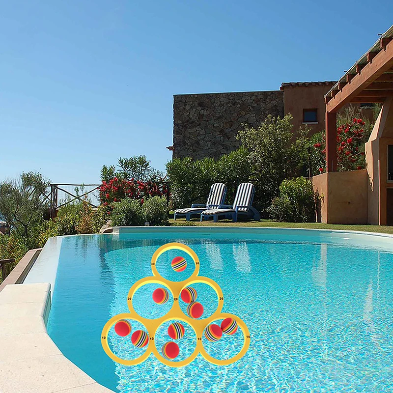 Table flottante avec 10 balles, jouet flottant, jeu de lancer d'anneaux, Sports aquatiques, jeu de piscine flottant, cercle de lancer EVA, 1 pièce