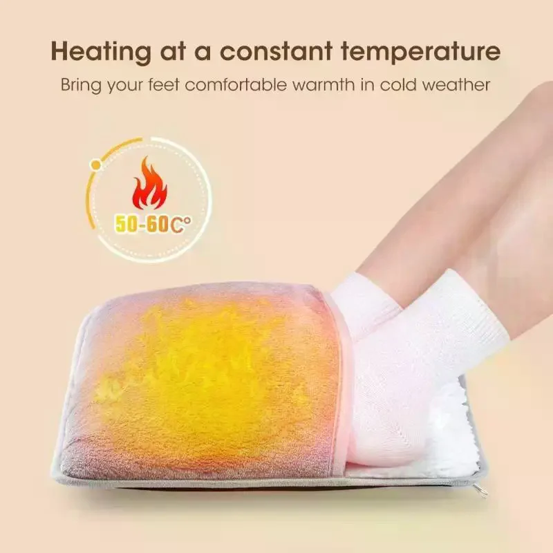 Winter Electric Foot Heating Pad USB Charging Soft Plush Washable Foot Warmer Heater Improve Sleeping Household Foot Warming Mat