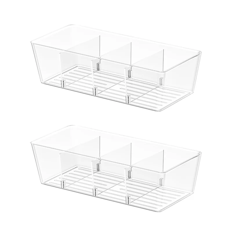 

A74E-органайзеры и контейнеры для хранения, пластиковые прозрачные контейнеры с 3 съемными разделителями, органайзеры для холодильников без BPA