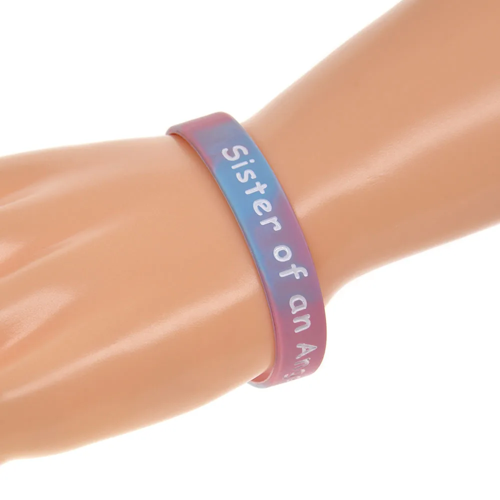 50 Pcs Daddy Mummy Grandad Brother Sister Nana Auntie Uncle Of An Angel Silicone Bracelet Family and Friends gift Wristband