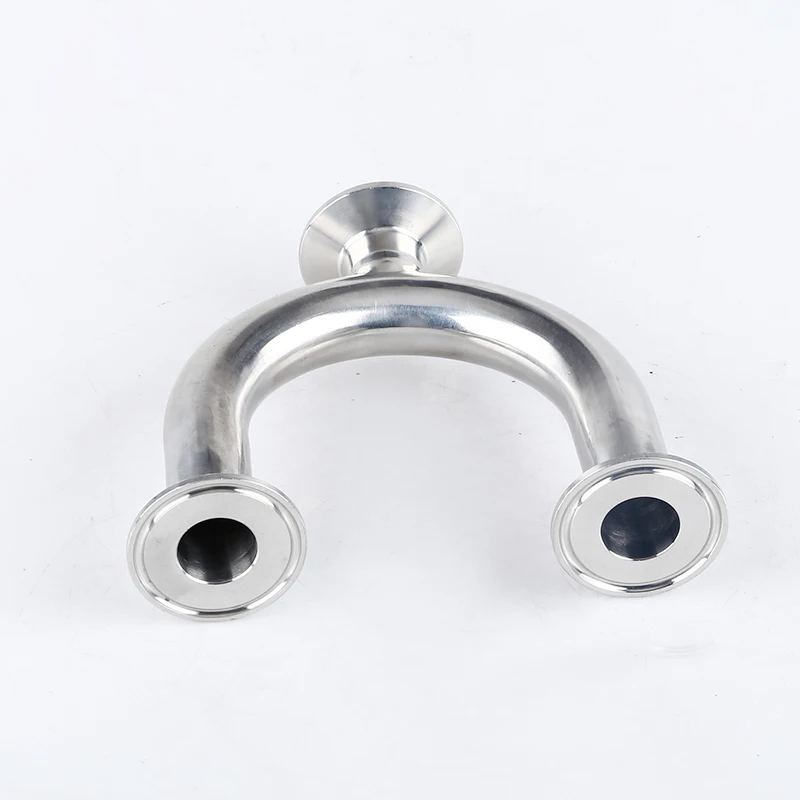 3/4” 1-1/2” 2” Pipe OD 19mm/38mm/51mm Sanitary U Shape 3 Way 304 Stainless Steel Ferrule OD 1.5” 2” Pipe Fittings Tri Clamp