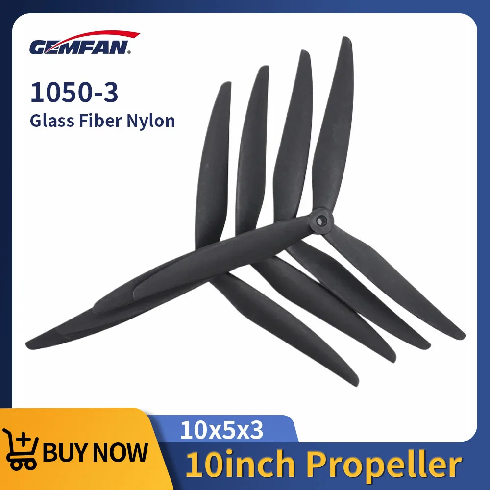 

Gemfan 1050 10X5X3 Пропеллер с 3 лопастями из стекловолокна и нейлона 10 дюймов Опора для дрона для фристайла 2 пары 2CW 2CCW для FPV Cinelifter MarcoQuad
