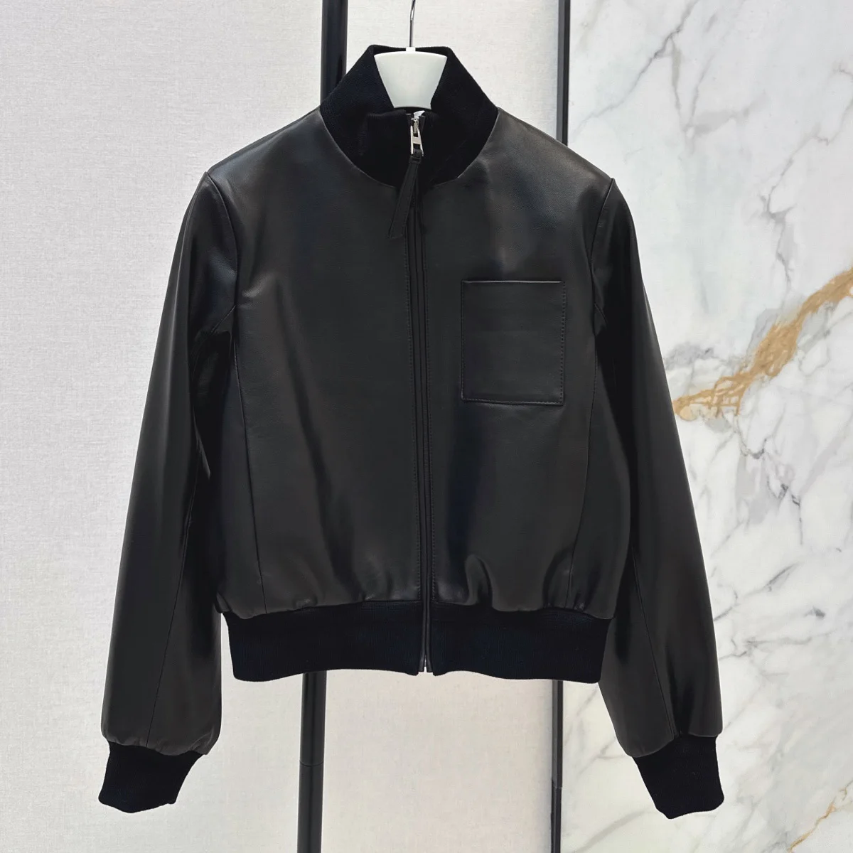 High Quality Women Cropped Zip Up Stand Collar Pocket Casual Outerwear Coat lyt26729101