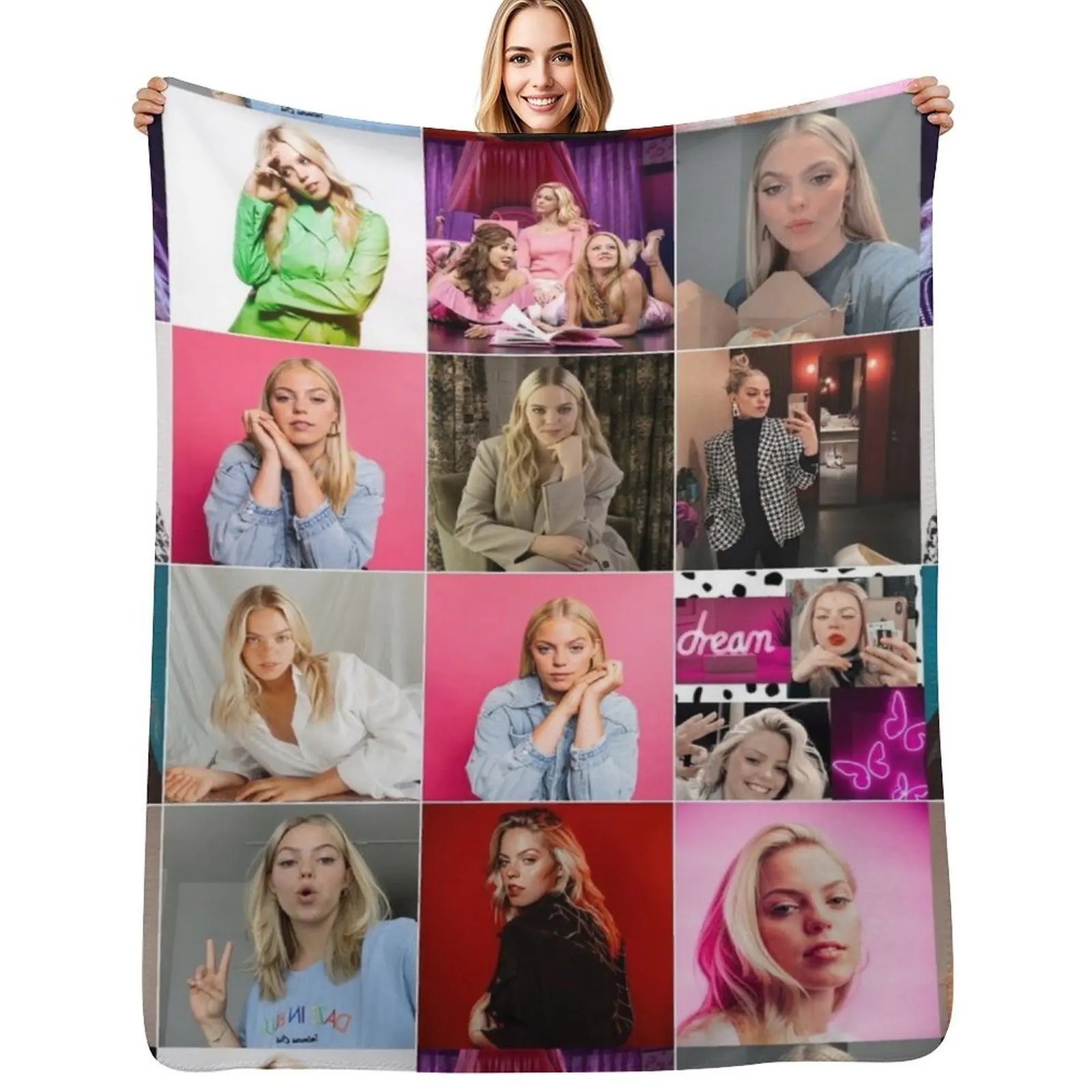 Reneé Rapp American actress Beautiful Aesthetics Ultimate Mural / Collage Edit Fan Art - 1 Throw Blanket