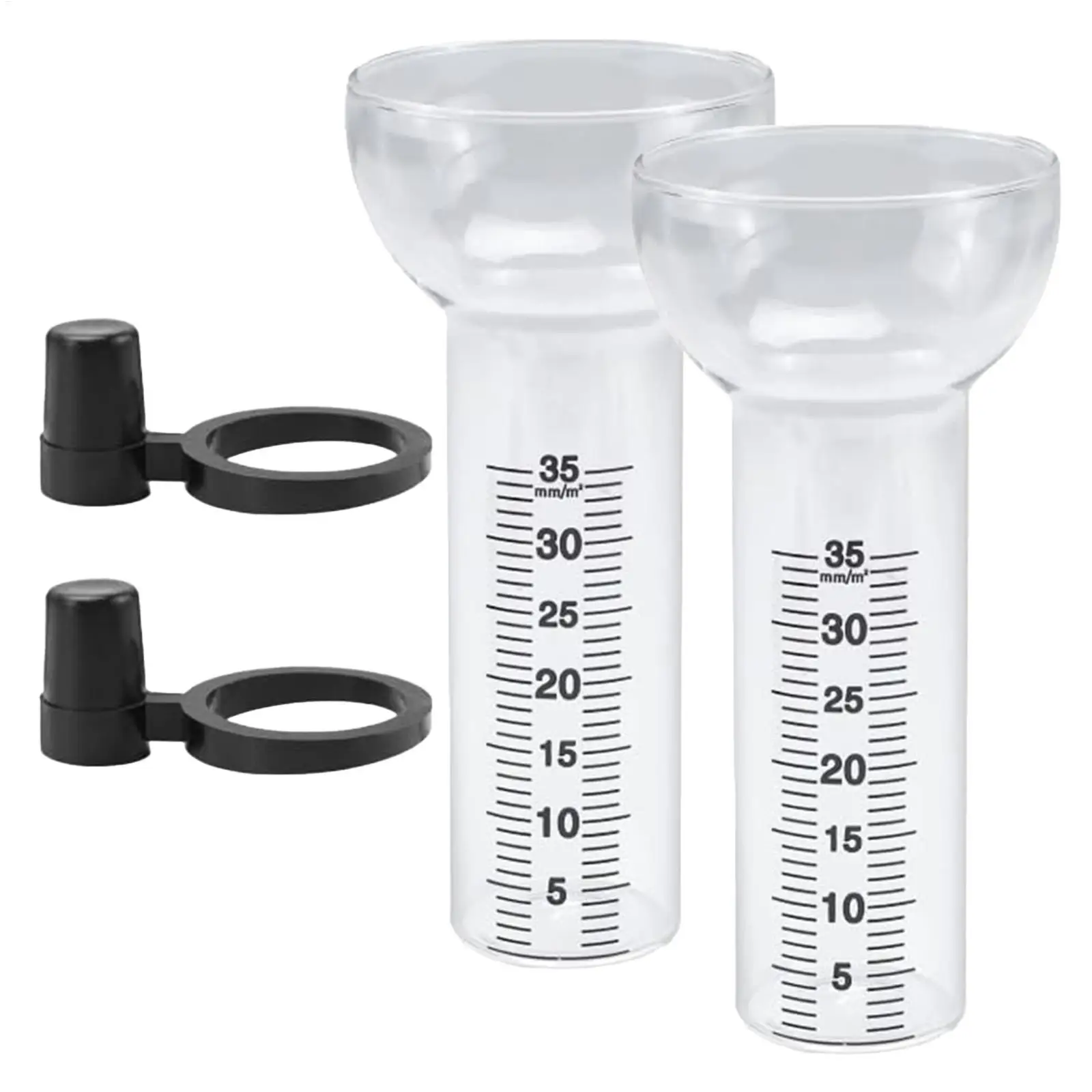 Rain Gauge 2 Pieces Glass Clear Accurate Replacement Cups Rain Gauge Outdoor Replacement Tube for Home Yard Lawn Garden Patio