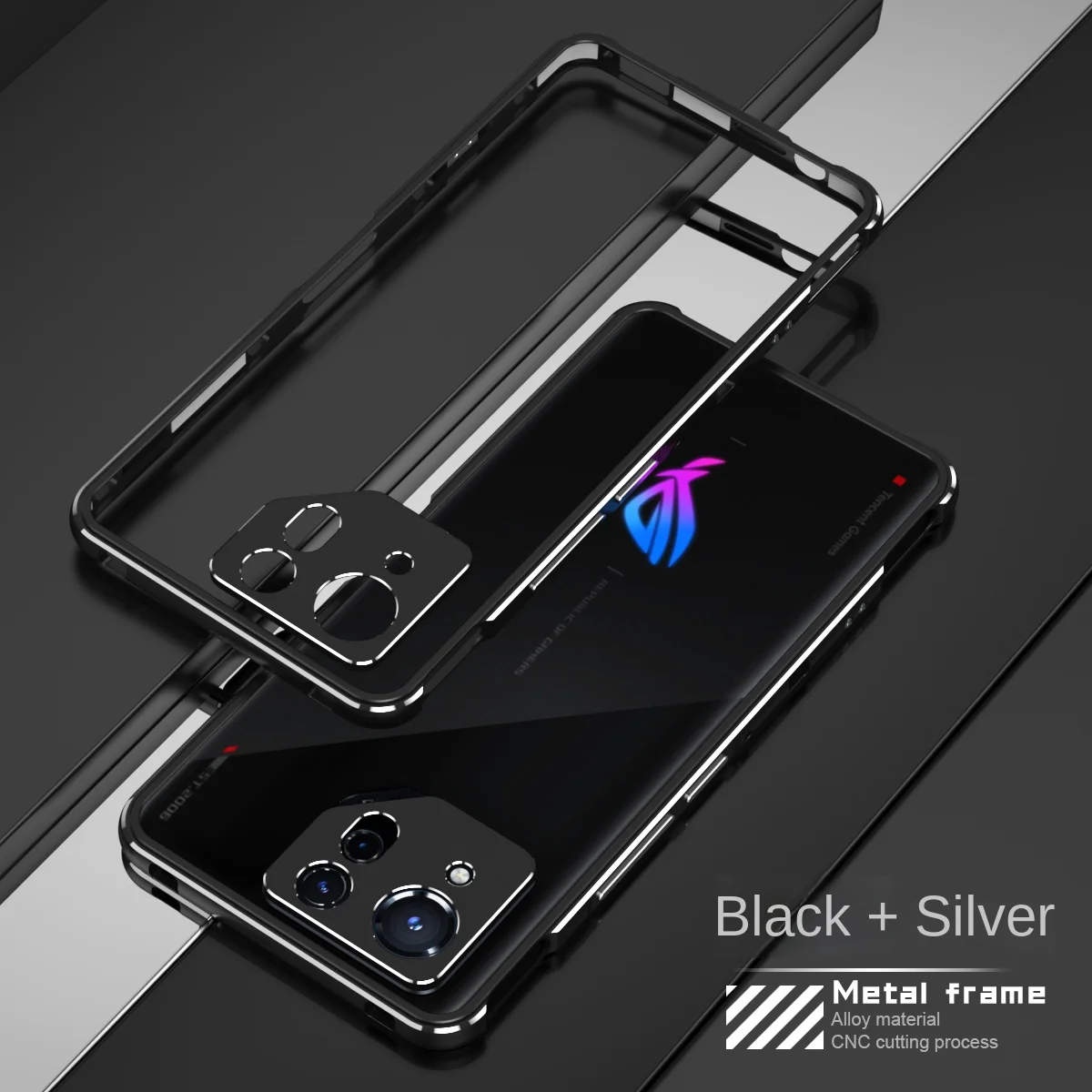 For Asus ROG Phone 8 Pro AI2401 Bumper Ultra Thin Metal Frame Hard Cover for Asus ROG Phone 8 Pro 5G with Camera Lens Protector