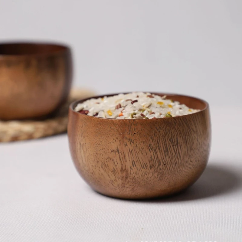 Natural Acacia Wooden Bowls 10cm Snack Rice Soup Serving Bowls