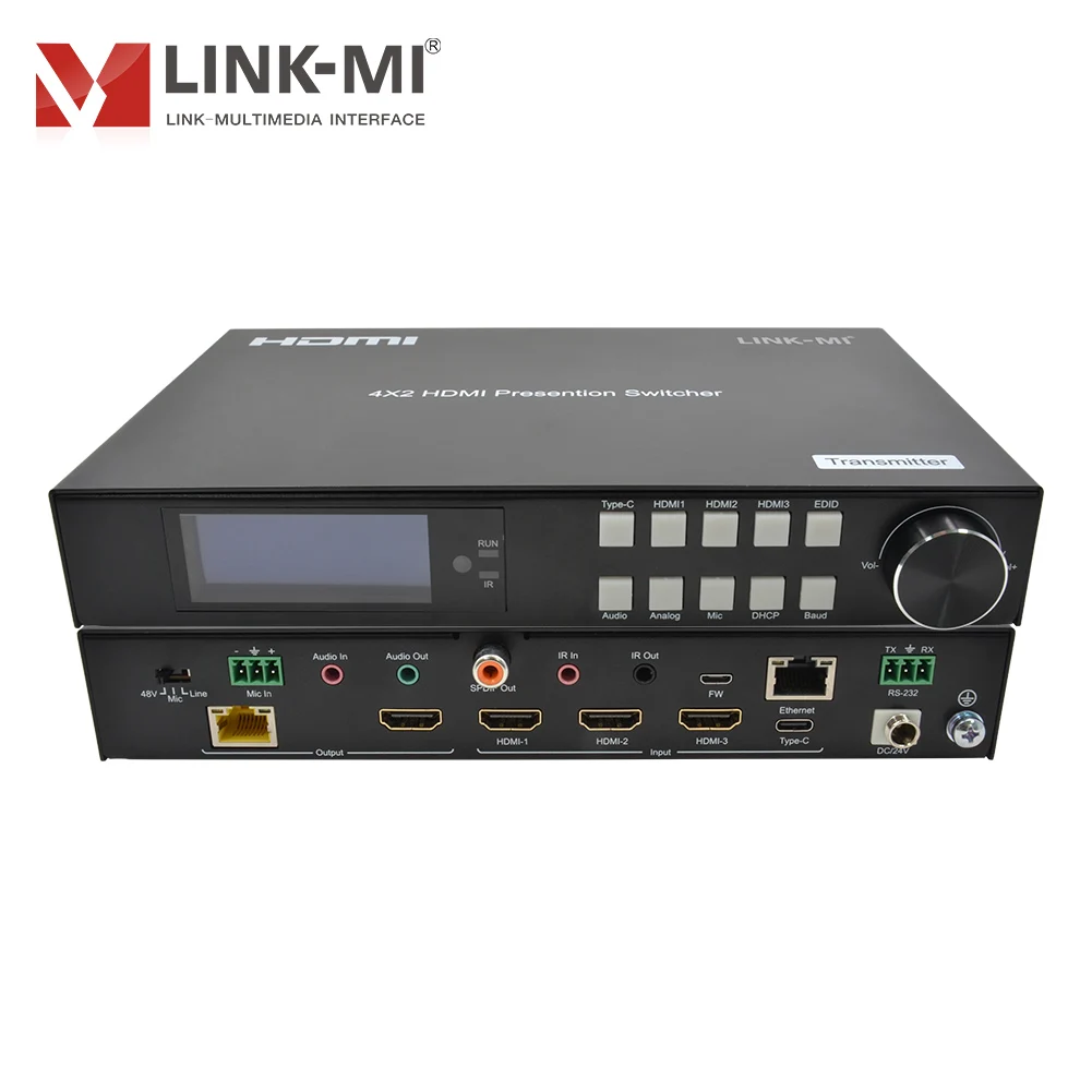 HDMI 스위치, 4K@60Hz, 18Gbps, 70m, USB-C, 65W 전원 충전, IR, RS232 및 IP, POC 홈 시어터 프로젝터 회의실용