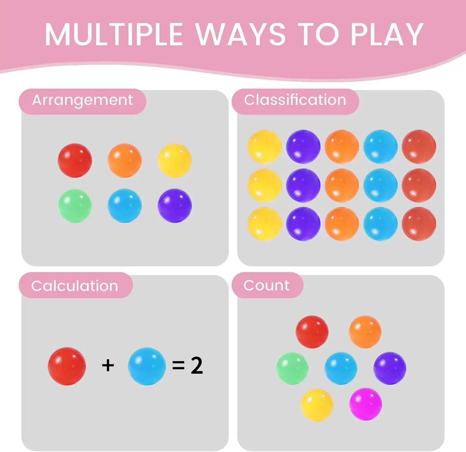 Ball Pit Balls for Kids, Pool Toys Thicken Soft Plastic Balls for Ball Pit BPA Free Toddler Toy White Clear and Pink 100pcs