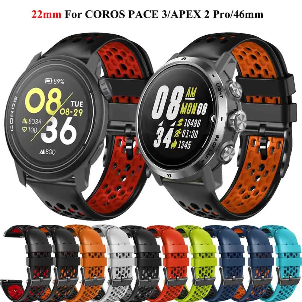 COROS 실리콘 시계 스트랩, COROS APEX 2 Pro, APEX Pro, APEX 46mm 시계 밴드, COROS PACE 3 Pace3 팔찌, 22mm, 신제품