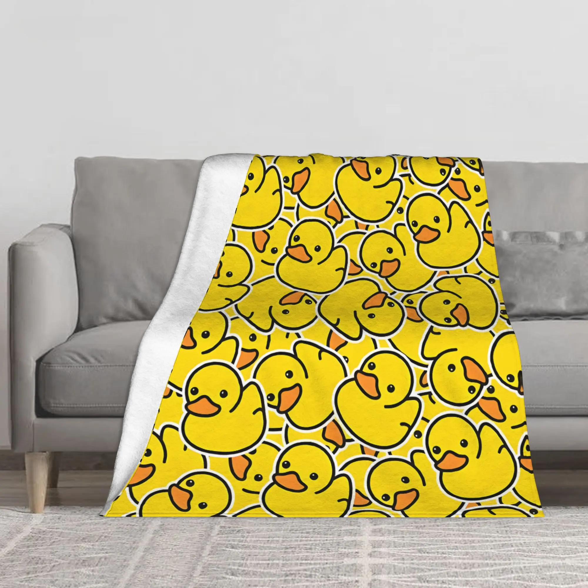 1PC Yellow  Rubber Duck Winter Blankets for Adults Bedding Home Interior Sofa Knee
