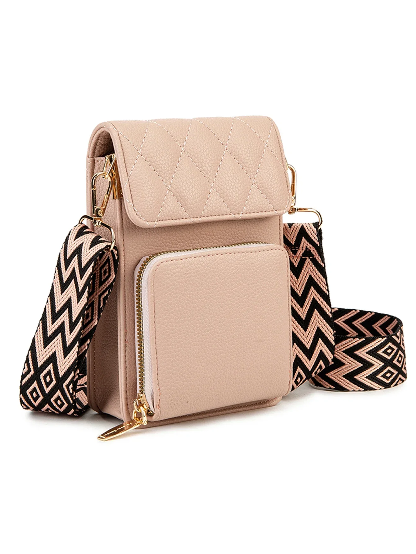 

Minimalist Stitching Pu Women's Shoulder Bag Multi Functional Color Contrast Shoulder Strap Women's Small Phone BagWomen'sWallet