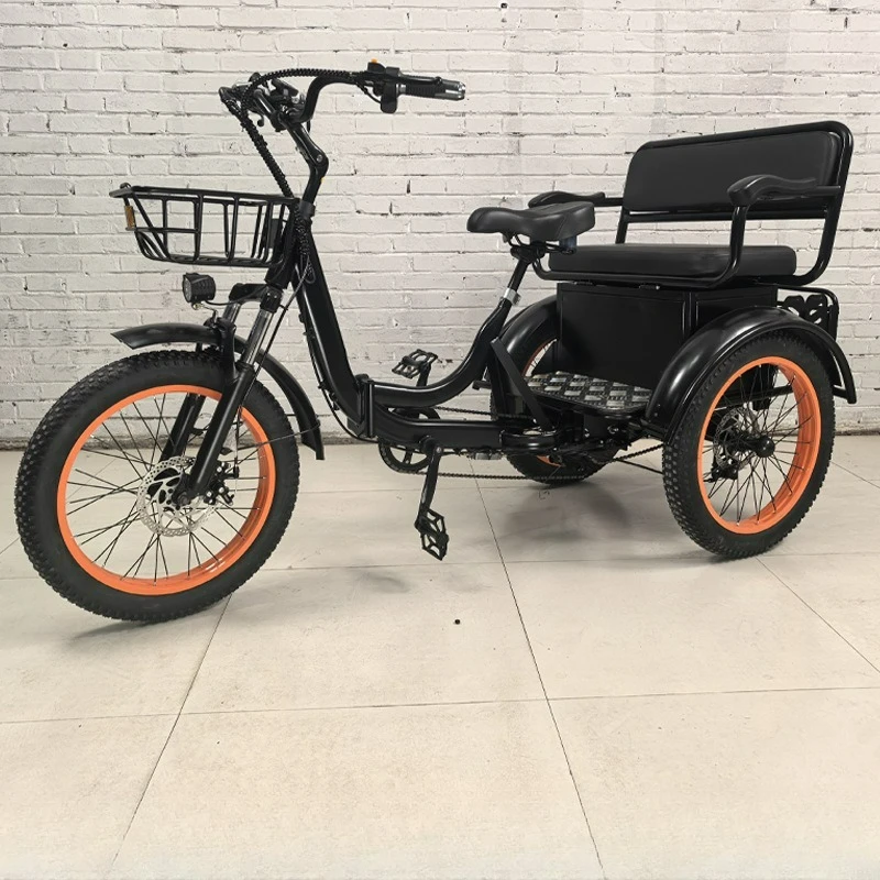 20 Inch Electric Assist Tricycle Front‑rear Basket Heavy‑load Cargo Tricycle