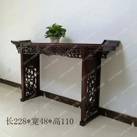 LSolid Wood Antique Style Home Altar Chinese Style 1.8m Altar Classical Elm Buddha Table 2m Living Room Hall