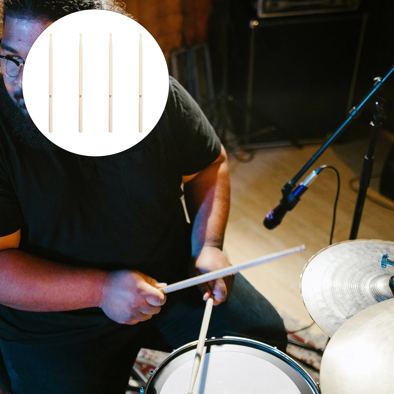 

2Pairs Maple Drumstick Wooden Mallet Durable Smooth Lightweight Drum Practice Accessory 5a Drum Tool Maple Drumstick