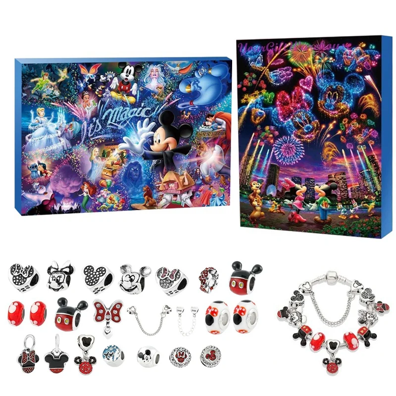 

Disney Mickey Stitch Christmas Advent Calendar Random Box 24 Days Xmas Countdown Calendar DIY Jewelry Bracelet Making Kit Gifts