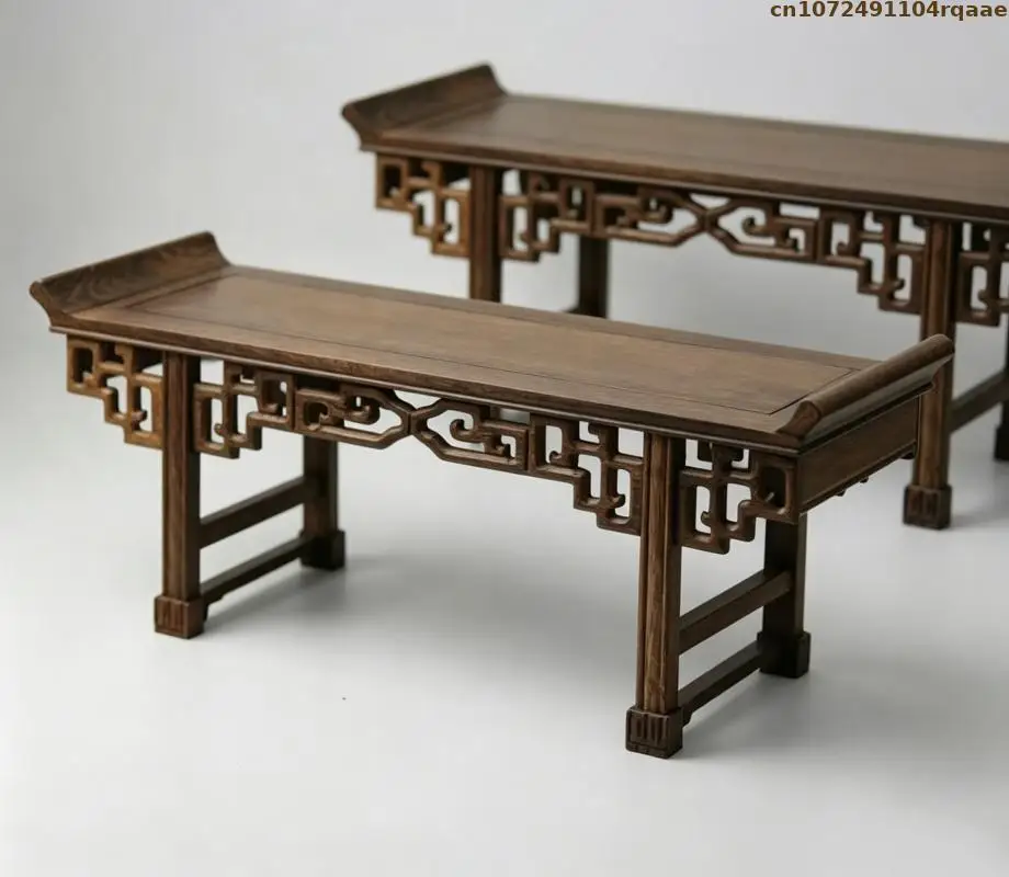 

Chinese Style Solid Wood Altar Table, Oriental Carved Pedestal Base Wenge Wood Display Stand for Teapot, Buddha Statue, Bonsai