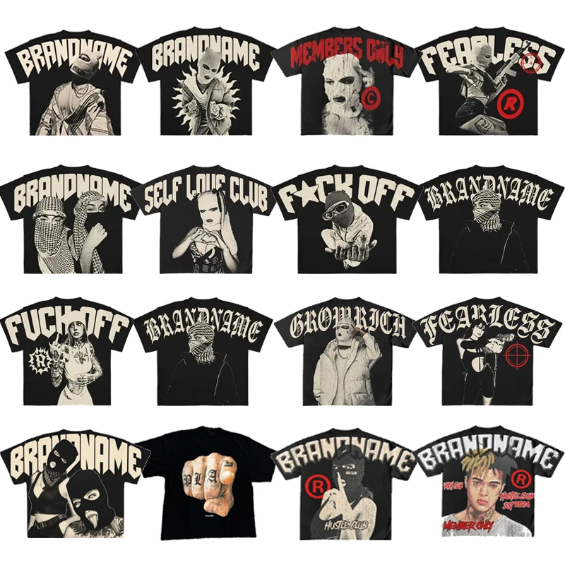 T-shirt surdimensionné Hip Hop Y2K pour hommes et femmes, vêtements Harajuku, streetwear gothique, mode punk, t-shirt en coton décontracté