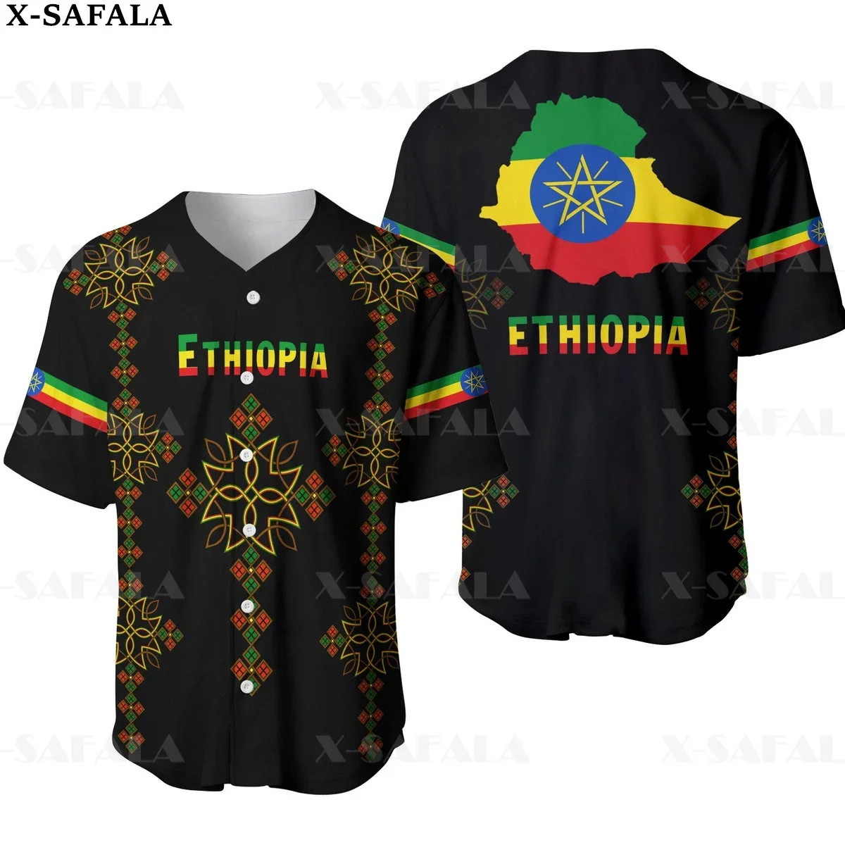 Ethiopia SOUTH AFRICA COAT OF ARMS Love Country Flag 3D Printed Baseball Jersey Shirt Men's Tops Tee Oversized Streetwear-6